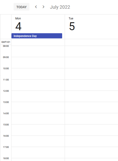 Holiday dates in Google Calendar